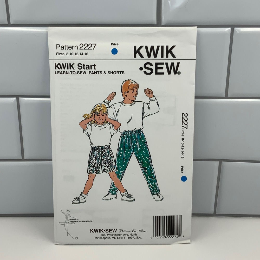 Kwik Sew 2227 Kids Pants Shorts Sewing Pattern‎ Kwik Start Sizes 8-16 Vtg 1992